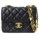 【全品5％OFF！5/3～5/7】シャネル CHANEL バッグ マトラッセ レディース ブランド ショルダーバッグ ミニ フラップ ラムスキン ブラック ゴールド金具 AS3442 黒 おしゃれ コンパクト 斜め掛け クロスボディ 【中古】