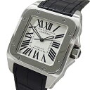 【全品5％OFF!9日20時から16日1時59分まで】カルティエ Cartier 時計 メンズ ブランド サントス100 LM 自動巻き AT ステンレス SS レザー W20073X8 シルバー ブラック 磨き済み 【中古】