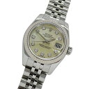 【全品5％OFF！5/3～5/7】ロレックス ROLEX デイトジャスト 179174NG D番 時計 レディース ブランド イエローシェル 10P ダイヤモンド 自動巻き AT ステンレス SS WG 磨き済み 【中古】