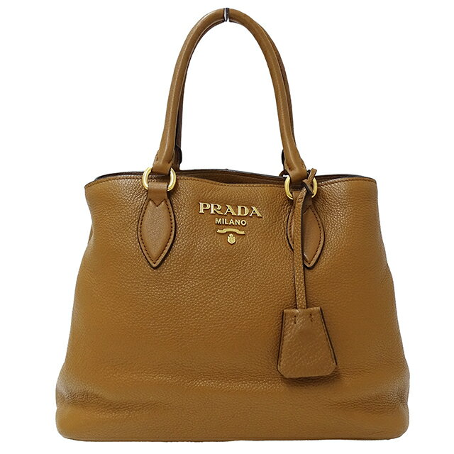 【全品5％OFF中!16日1時59分まで】プラダ PRADA バッグ レディース ブランド ハンドバッグ レザー ブラウン 1BA058 手さげ おしゃれ おでかけ シンプル 茶色 【中古】