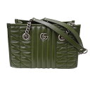 【全品5％OFF！5/3～5/7】グッチ GUCCI バッグ レディース ブランド トートバッグ チェーンショルダー レザー GGマーモント グリーン系 シルバー金具 681483 肩掛け【中古】