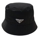 【全品P2倍！29日迄】プラダ PRADA ハット レディース メンズ ブランド 帽子 ナイロン Re-Nylon バケットハット ブラック 1HC137 Mサイズ 三角プレート【中古】