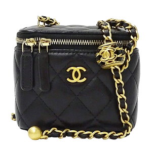 【全品5％OFF！27日1時59分迄】シャネル CHANEL バッグ マトラッセ レディース ブランド ショルダーバッグ チェーンショルダー バニティバッグ ラムスキン ブラック ゴールド金具 黒 ミニバッグ マイクロバッグ おしゃれ 【中古】