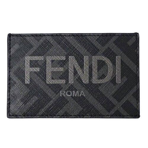 【ほぼ全品10％OFF!15日20時から5時間限定】フェンディ FENDI カードケース メンズ ブランド 名刺入れ パスケース 定期入れ ズッカ レザー グレー ブラック 7M0328 ロゴ コンパクト おしゃれ 【中古】