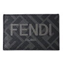 【全品5％OFF！27日9:59迄】フェンディ FENDI カードケース メンズ ブランド 名刺入れ パスケース 定期入れ ズッカ レザー グレー ブラック 7M0328 ロゴ コンパクト おしゃれ 【中古】