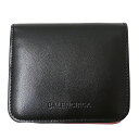 【10％OFF！30日20時～4時間限定】バレンシアガ BALENCIAGA 財布 レディース ブランド 二つ折り財布 ブラック ピンク 673482 コンパクト 可愛い シンプル 小銭れ 札入れ 黒 【中古】