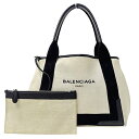 【全品5％OFF！5/3～5/7】バレンシアガ BALENCIAGA バッグ レディース ブランド トートバッグ ハンドバッグ キャンバス ネイビーカバス S ホワイト ブラック 339933 ポーチ付き おしゃれ 【中古】