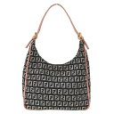 【全品5％OFF！5/3～5/7】フェンディ FENDI バッグ レディース ブランド ズッキーノ ショルダーバッグ キャンバス ブラック ピンク ベージュ 8BR158 小さめ コンパクト 肩がけ 可愛い ワンショルダー 【中古】