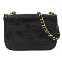 【全品5％OFF！5/3～5/7】シャネル CHANEL バッグ レディース ブランド ショルダーバッグ リザード ブラック ゴールド金具 黒 チェーンショルダー ミニバッグ コンパクト 【中古】