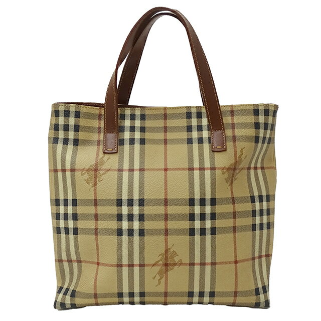 【ほぼ全品10％OFF!15日20時から5時間限定】バーバリー BURBERRY バッグ レディース ブランド ハンドバッグ ブラウン ベージュ チェック柄 手さげ シンプル おしゃれ おでかけ 茶系 【中古】