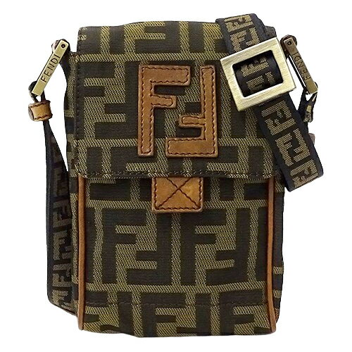 【ほぼ全品10％OFF!15日20時から5時間限定】フェンディ FENDI バッグ レディース ブランド ショルダーバッグ ズッカ キャンバス ブラウン カーキ 7VA169 コンパクト ミニバッグ マイクロバッグ 斜め掛け 【中古】