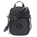 【全品5％OFF！27日9:59迄】グッチ GUCCI バッグ メンズ ブランド ショルダーバッグ GGスプリーム ブラック 672952 黒 コンパクト ミニバッグ 斜め掛け おしゃれ 【中古】