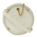 【全品5％OFF！5/3～5/7】シャネル CHANEL バッグ レディース ブランド ショルダーバッグ レザー アイボリー チェーンショルダー 小さめ コンパクト ゴールド金具 白 【中古】