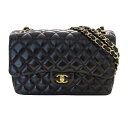 【全品5％OFF！5/3～5/7】シャネル CHANEL バッグ マトラッセ30 レディース ブランド チェーンショルダーバッグ ラムスキン ブラック ゴールド金具 Wフラップ Wチェーン デカマト 大きめ 肩掛け 斜め掛け【中古】