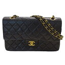 【全品5％OFF！5/3～5/7】シャネル CHANEL バッグ マトラッセ25 レディース ブランド ショルダーバッグ ラムスキン ブラック ゴールド金具 Wフラップ Wチェーン 肩掛け 【中古】