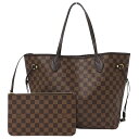 【全品5％OFF！5/3～5/7】ルイ ヴィトン LOUIS VUITTON バッグ ダミエ レディース ブランド トートバッグ ネヴァーフル MM N41358 ブラウン ポーチ付き A4 大容量 肩掛け おしゃれ 【中古】