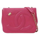 【全品5％OFF！5/3～5/7】シャネル CHANEL バッグ レディース ブランド ショルダーバッグ ラムスキン ピンク ゴールド金具 チェーンショルダー コンパクト ミニバッグ おしゃれ 斜め掛け 【中古】