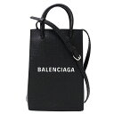 【全品5％OFF！24日20時～】バレンシアガ BALENCIAGA バッグ レディース ブランド ハンドバッグ ショルダーバッグ 2way ショッピング フォンホルダーバッグ カーフレザー ブラック 593826 黒 ロゴ コンパクト ミニバッグ マイクロバッグ おしゃれ 【中古】