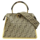 【全品5％OFF！27日9:59迄】フェンディ FENDI バッグ レディース ブランド ズッカ ハンドバッグ ショルダーバッグ 2way ベルベット ピーカブー グレージュ 8BN327 ゴールド金具 上品 おしゃれ 大人 おでかけ コンパクト 【中古】