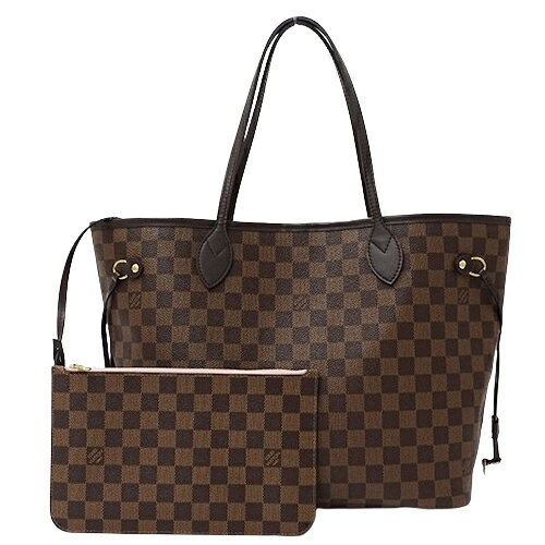 【全品1000円OFFクーポン！21日迄】ルイ ヴィトン LOUIS VUITTON バッグ ダミエ レディース ブランド トートバッグ ネヴァーフル MM ローズバレリーヌ N41603 ブラウン ピンク 大容量 A4 肩掛け おしゃれ ポーチ付き 【中古】