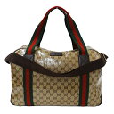 【全品P2倍！29日迄】グッチ GUCCI バッグ レディース メンズ ブランド GGクリスタル ボストンバッグ ブラウン ベージュ 374769 大きめ 旅行 おでかけ カジュアル 肩がけ 2way 茶色 【中古】