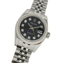 【全品5％OFF！5/3～5/7】ロレックス ROLEX デイトジャスト 179174G G番 時計 レディース ブランド 10P ダイヤモンド コンピューター 自動巻き AT ステンレス SS ホワイトゴールド WG シルバー ブラック 磨き済み 【中古】