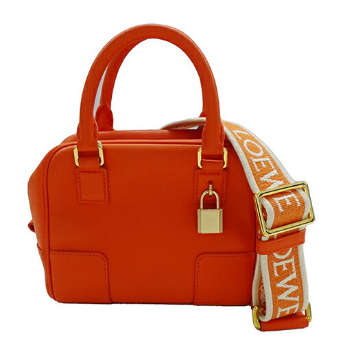 ロエベ LOEWE バッグ レディース ブランド ハンドバッグ ショルダーバッグ 2way レザー アマソナ16 オレンジ ゴールド金具 小さめ【中古】