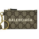 グッチ GUCCI カードケース レディース メンズ ブランド GGスプリーム グッチ×バレンシアガ ザ ハッカープロジェクト GGスプリームキャンバス ブラウ...