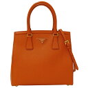 【ほぼ全品10%OFF!10日20時から5時間限定】プラダ PRADA バッグ レディース ブランド ハンドバッグ ショルダーバッグ 2way ガレリア サフィアーノ オレンジ ロゴ おしゃれ 斜め掛け 【中古】