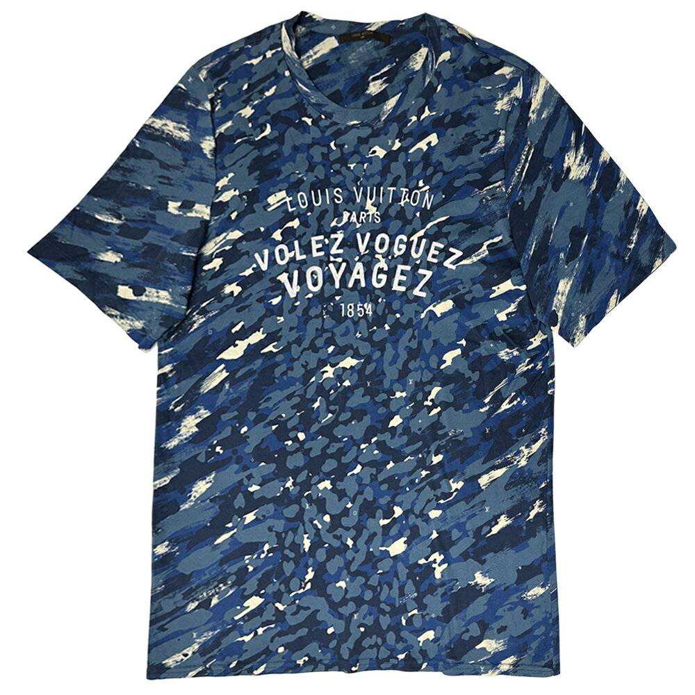 メンズ*ルイヴィトン*ロゴ刺繍 Tシャツ 富士山 ネイビーブルー メンズ*ルイヴィトン*ロゴ刺繍 Tシャツ 富士山 ネイビーブルー