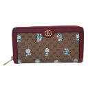 【ほぼ全品最大10%OFF!4日20時から9日25時まで!】グッチ GUCCI 財布 レディース ブランド ドラえもん 長財布 PVC マイクロGG ブラウン レッド 647787 レア コラボ 【中古】