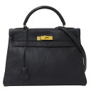 【ほぼ全品10%OFF!10日20時から5時間限定】エルメス HERMES ケリー 32 トゴ ブラック バッグ レディース ブランド ハンドバッグ ショルダーバッグ 2way ゴールド金具 内縫い 黒 おしゃれ ○U刻印 【中古】