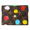 【ほぼ全品最大10%OFF!4日20時から9日25時まで!】ルイ・ヴィトン LOUIS VUITTON 財布 モノグラム ペインティッド ドット LV YK レディース ブランド 三つ折り財布 ポルトフォイユ ヴィクトリーヌ M81865 草間彌生 コラボ ミニ財布 おしゃれ 【中古】