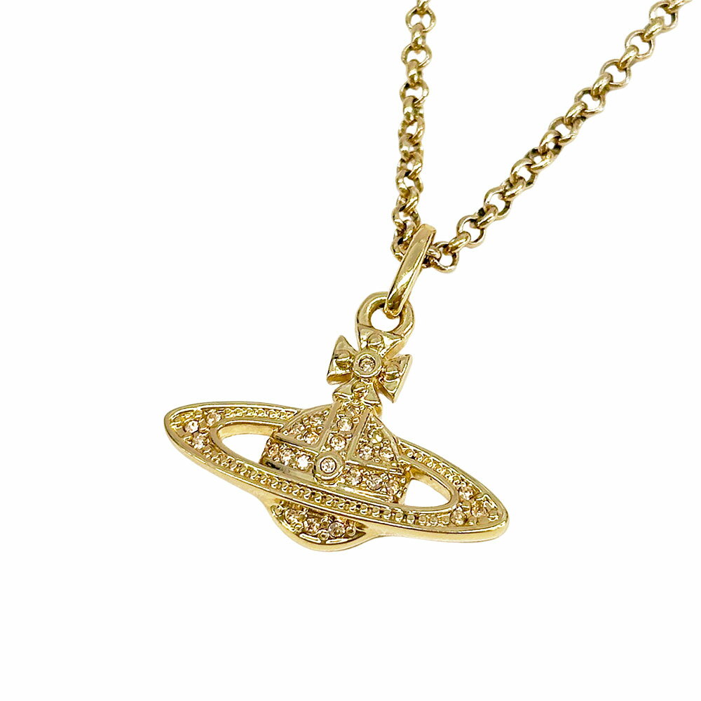 ヴィヴィアン・ウエストウッド Vivienne Westwood ネックレス レディース ブランド ラインストーン ゴールド ペンダント アクセサリー おしゃれ オーブ 可愛い 【中古】