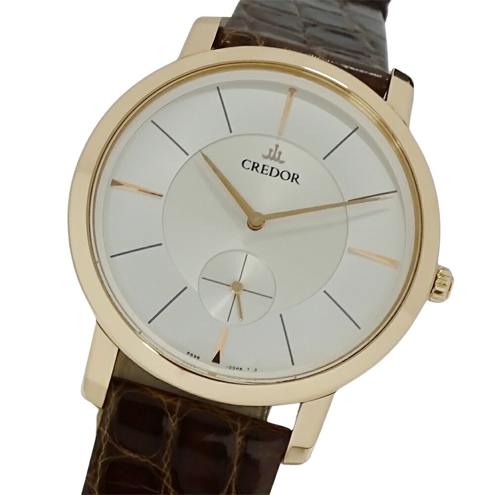 【5.5万円以上5000円OFFクーポン！19日20時から26日1時59分まで】セイコー SEIKO クレドール ノード 6898-00D0 GBBE980 時計 メンズ ブランド スモールセコンド 手巻き 18KT PG レザー 裏スケ 磨き済み 【中古】