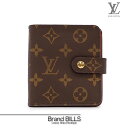 未使用品 LOUIS VUITTON ルイ ヴィトン コンパクトジップ 折り財布 M61667 モノグラム ブラウン ゴールド金具 送料無料 【中古】