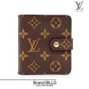 未使用品 LOUIS VUITTON ルイヴィトン コンパクトジップ コンパクトウォレット 折り財布 M61667 モノグラム ブラウン ゴールド金具 送料無料...