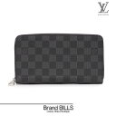 美品 LOUIS VUITTON ルイ ヴィトン ジッピー オーガナイザー 長財布 トラベルケース N63077 ダミエ グラフィット ブラック グレー 送料無料 【中古】