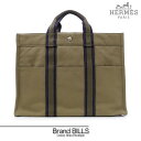 未使用品 HERMES エルメス フールトゥ トートMM トートバッグ ビジネスバッグ コットンキャンバス カーキ ネイビー シルバー金具 送料無料 【中古】