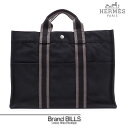 未使用品 HERMES エルメス フールトゥ トートMM トートバッグ ビジネスバッグ 100755M コットンキャンバス ブラック グレー 通勤 通学 送料無...