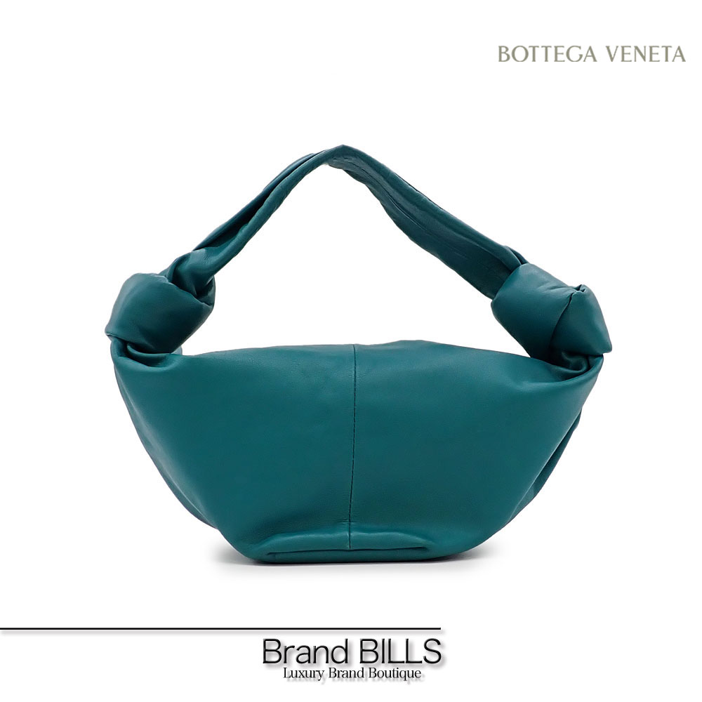 未使用品 BOTTEGA VENETA ボッテガ ヴェネタ ダブルノット ハンドバッグ ミニバッグ 629635 カーフレザー グリーン系 ゴールド金具 ワンハンドル 送料無料 【中古】