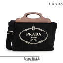未使用品 PRADA プラダ カナパ レグノ ラージ トートバッグ ハンドバッグ 2way 1BG350 ブラック ブラウン コットンキャンバス ウッド 送料無...