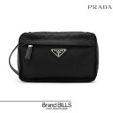 美品 PRADA プラダ NECESSAIRE トラベルポーチ 化粧ポーチ 2NA020 サフィアーノ テスート ブラック トライアングルロゴ 送料無料 【中古...