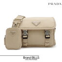 未使用品 PRADA プラダ Re-Nylon ショルダーバッグ テスート サフィアーノ デゼルト ベージュ系 シルバー金具 2VD034 送料無料 【中古】