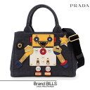 未使用品 PRADA プラダ カナパ ロボット ハンドバッグ ショルダーバッグ 2way デニム ブルー ミモザ 1BG439 送料無料 【中古】