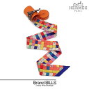未使用品 HERMES エルメス ツイリー リボンスカーフ ボリュデュック・チェック H062408S ブルー ジョーヌ マルチカラー シルク 送料無料 【中古...