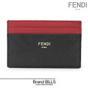 未使用品 FENDI フェンディ カードケース カードホルダー 名刺入れ 7M0347 レザー レッド ブラック 送料無料 【中古】