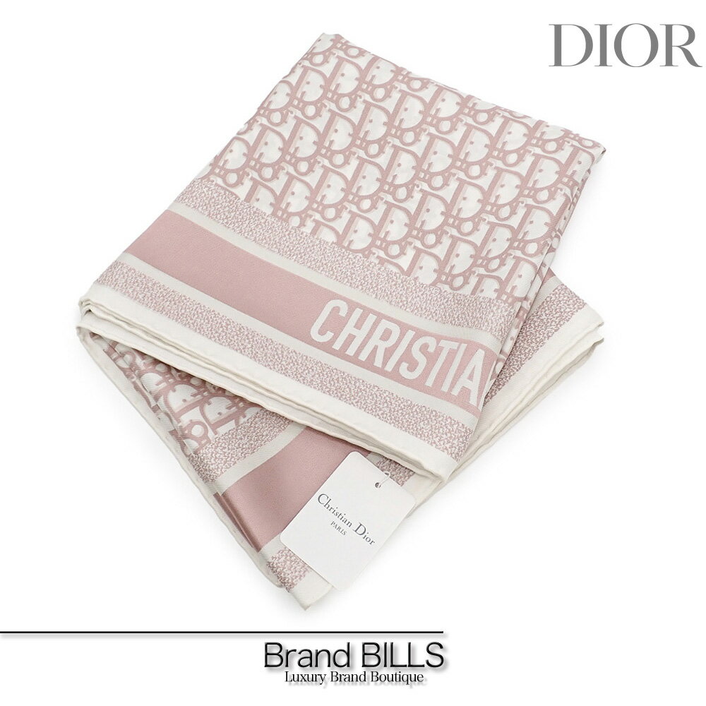 未使用品 Christian Dior クリスチャンディオール Diortwin 90 スクエアスカーフ オブリーク ダブルフェース シルク 大判 送料無料 【中古】