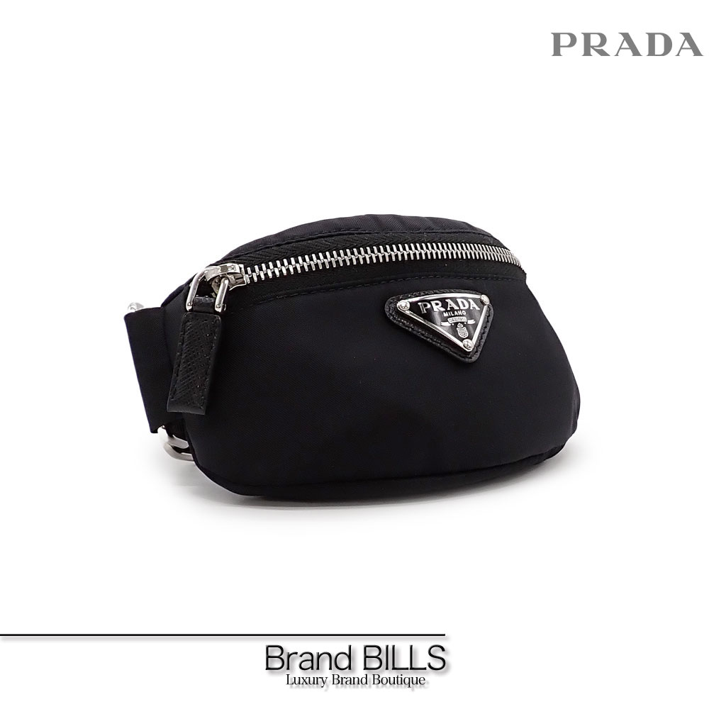 未使用品 PRADA プラダ リストバンドポーチ ミニポーチ 1TT095 ReNylon テスート ブラック シルバー金..