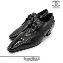未使用品 CHANEL シャネル レースアップシューズ ローファー ココマーク チャンキーヒール パテントカーフスキン 37C 23.5cm G34275 送料...